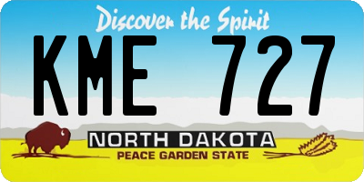 ND license plate KME727
