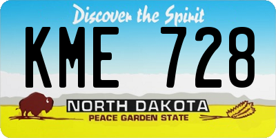 ND license plate KME728