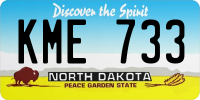 ND license plate KME733