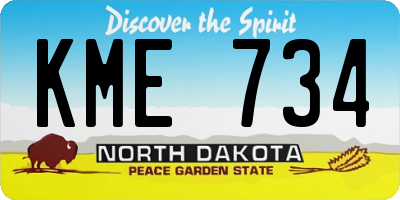 ND license plate KME734