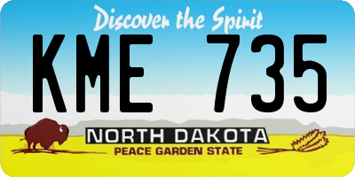 ND license plate KME735