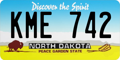 ND license plate KME742