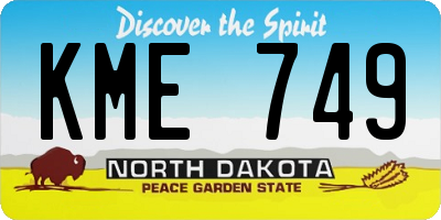 ND license plate KME749