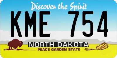 ND license plate KME754