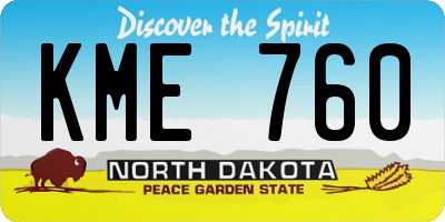 ND license plate KME760