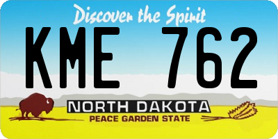 ND license plate KME762