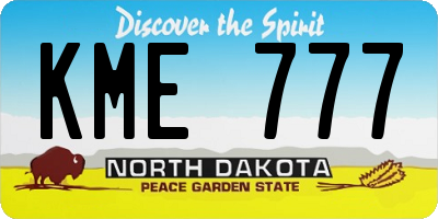 ND license plate KME777