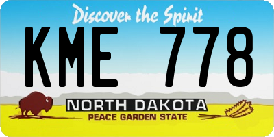 ND license plate KME778