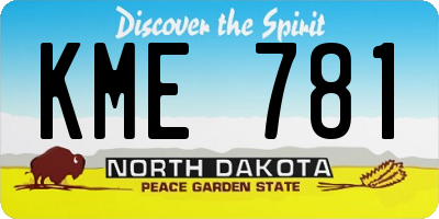 ND license plate KME781