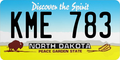 ND license plate KME783