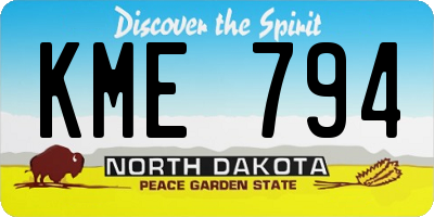 ND license plate KME794