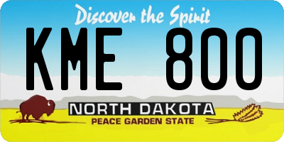 ND license plate KME800