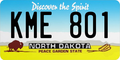 ND license plate KME801