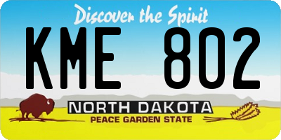 ND license plate KME802