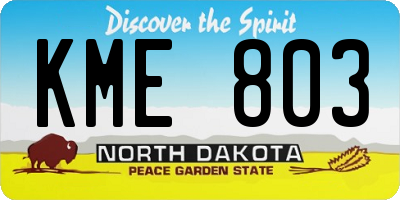 ND license plate KME803