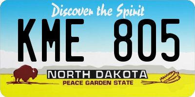 ND license plate KME805