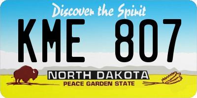 ND license plate KME807