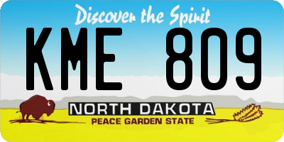 ND license plate KME809