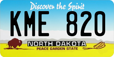 ND license plate KME820