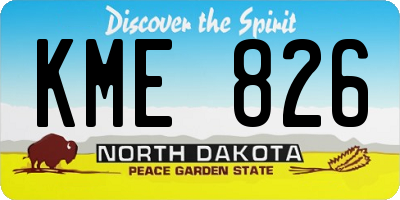 ND license plate KME826