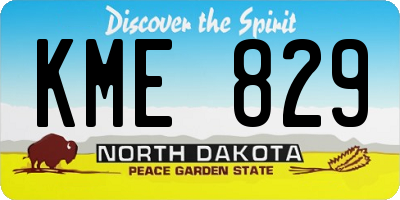 ND license plate KME829