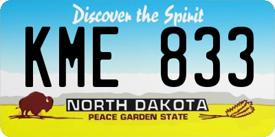 ND license plate KME833