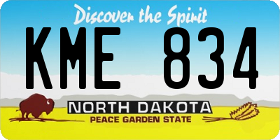 ND license plate KME834
