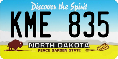 ND license plate KME835