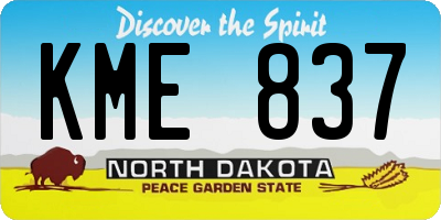 ND license plate KME837