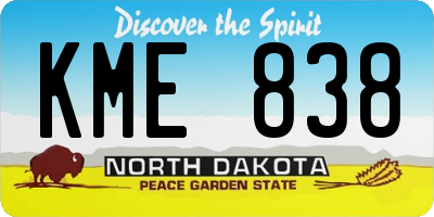 ND license plate KME838