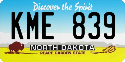 ND license plate KME839