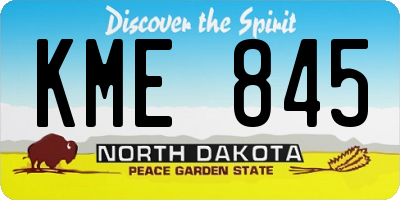 ND license plate KME845