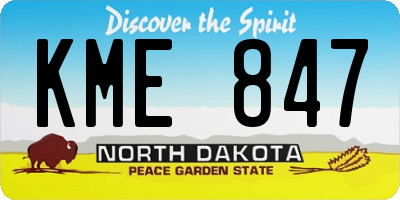 ND license plate KME847