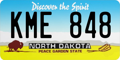 ND license plate KME848