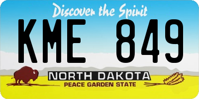 ND license plate KME849