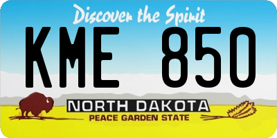 ND license plate KME850