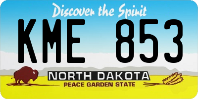 ND license plate KME853