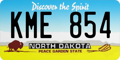 ND license plate KME854