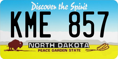 ND license plate KME857