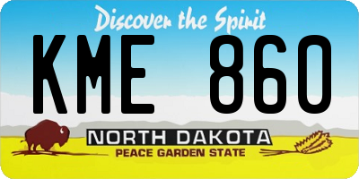 ND license plate KME860