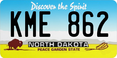 ND license plate KME862