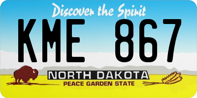 ND license plate KME867