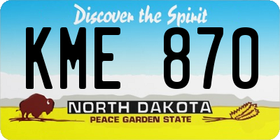 ND license plate KME870