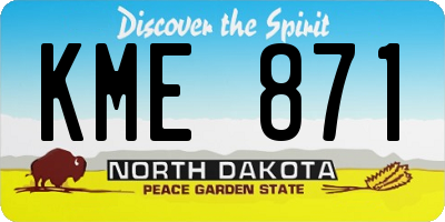 ND license plate KME871