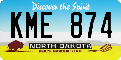 ND license plate KME874