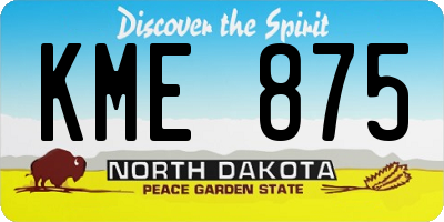 ND license plate KME875