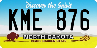 ND license plate KME876