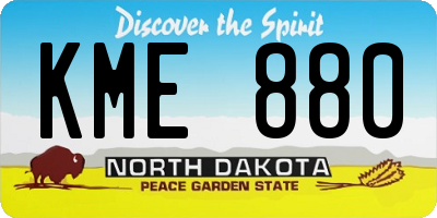 ND license plate KME880