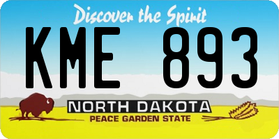 ND license plate KME893