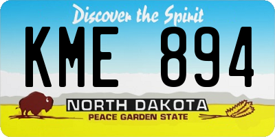 ND license plate KME894